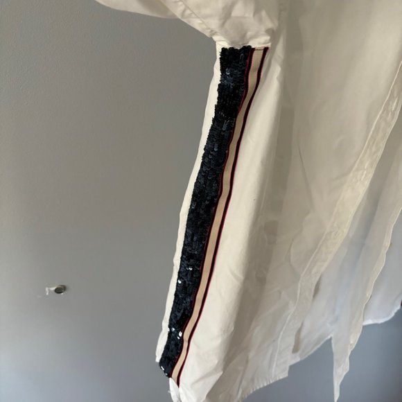 J.CREW I Sequin Side Stripe Button Down Shirt I Size 4 - Picture 3 of 6